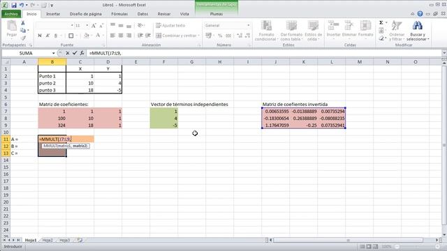 Ecuación de la parábola con 3 puntos en excel смотреть онлайн