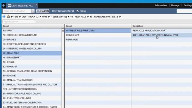 Snap-on EPC 5 for Ford: Parts List Filtering смотреть онлайн