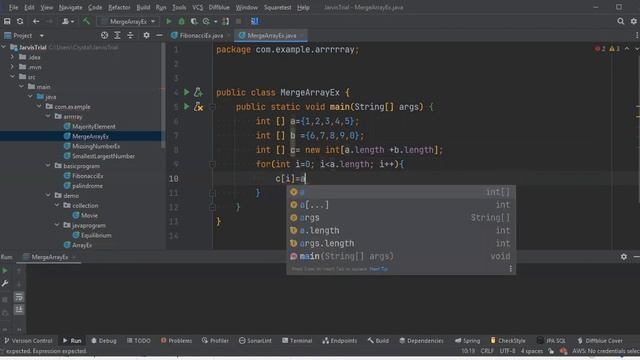 Java program to merge two array into single array смотреть онлайн
