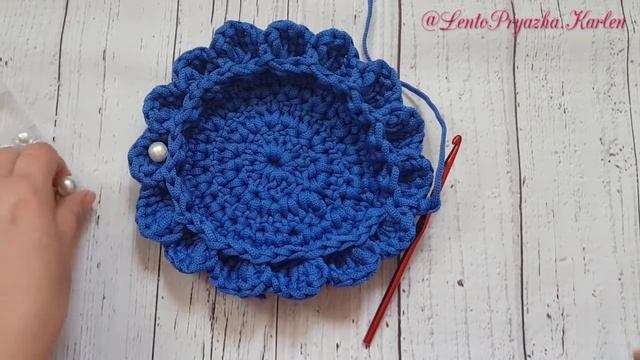 Корзина крючком. Шнур Caramel. Узор 