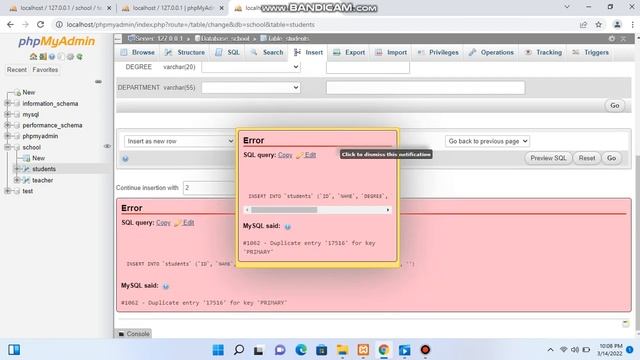 Creating a student table in in php myadmin смотреть онлайн
