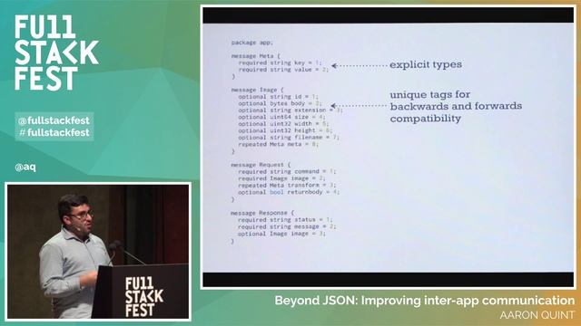 Full Stack Fest 2015: Beyond JSON: Improving inter-app communication, by Aaron Quint смотреть онлайн