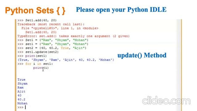 Set in Python for Beginners add(), union(), update(), etc. method смотреть онлайн