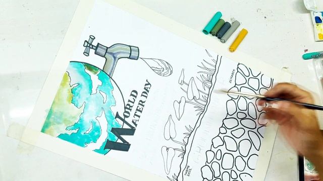 World Water Day Drawing Easy | Save Water Day Poster Drawing Idea | Save Water Save life Poster смотреть онлайн