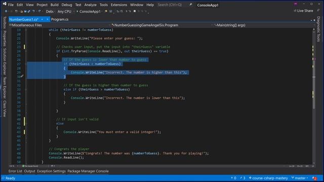 REVIEW: Number Guessing Game - C# Mastery Course смотреть онлайн