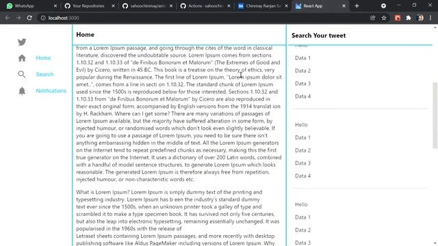 Twitter Layout Design using Reactjs | Sahoochinmay смотреть онлайн