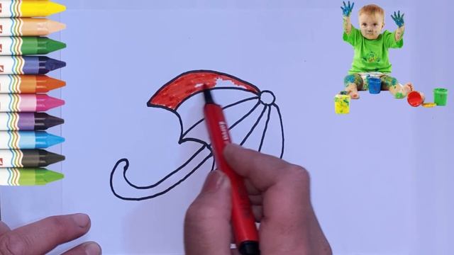 Drawing an umbrella for children / bolalar uchun soyabon chizish / Рисование Зонтик для детей / смотреть онлайн