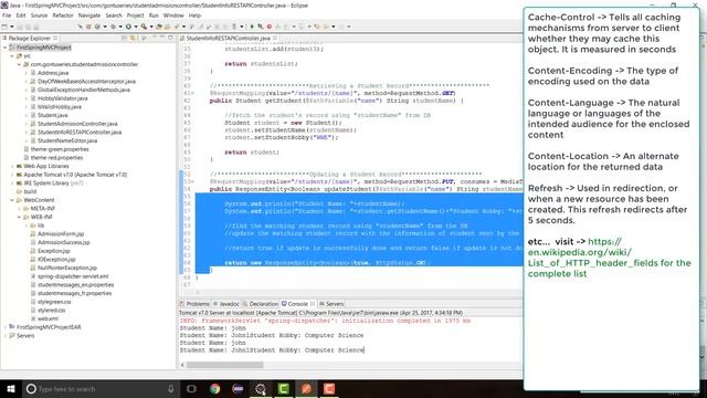 Spring MVC Tutorials 44 Web Services 14 HTTP Response Headers and ResponseEntity for a REST API смотреть онлайн