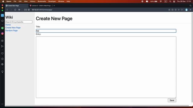 CS50's Web Programming with Python and JavaScript - project 1: wiki смотреть онлайн