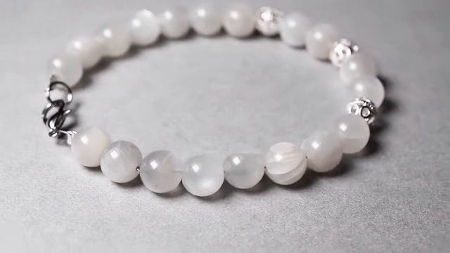 Лунный камень, Ø8 мм., серебро, браслет, 484БРЛ смотреть онлайн