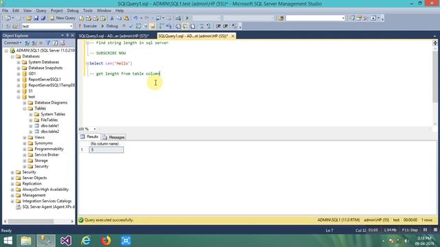 Find string length in sql server - SQL SERVER TUTORIAL смотреть онлайн