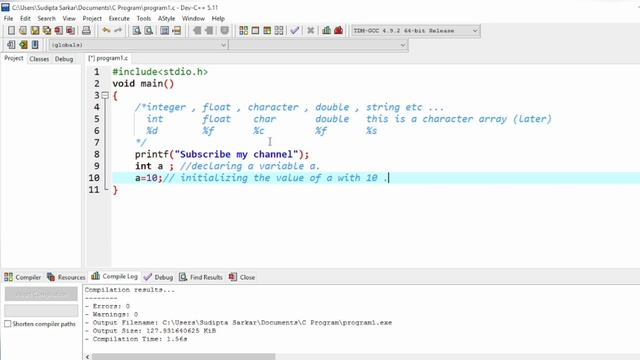 3. How to take input with scanf() and introduction to type of variables in C language with Dev C++ смотреть онлайн