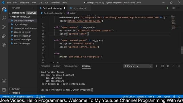 Creating An A.I Using Python.Virtual Desktop Assistant Tutorial. смотреть онлайн