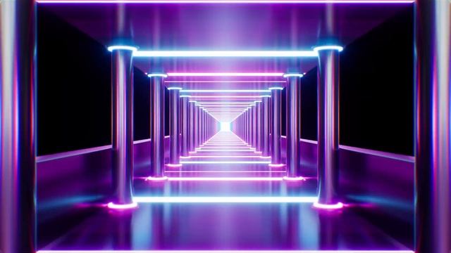 Shining Neon Light Corridor VJ Loop Background смотреть онлайн