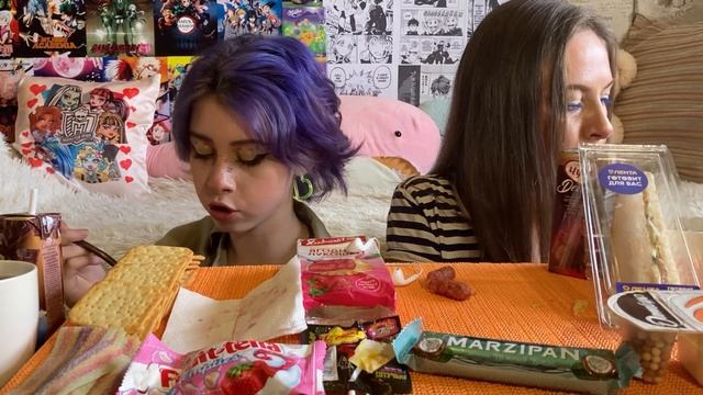 МУКБАНГ С ЕДОЙ И ДЕСЕРТАМИ ИЗ МАГАЗИНА ЛЕНТА/ЛАПША/СЕНДВИЧИ/КОКТЕЙЛЬ/ТАРТАЛЕТКИ/ШОКОЛАД/MUKBANG