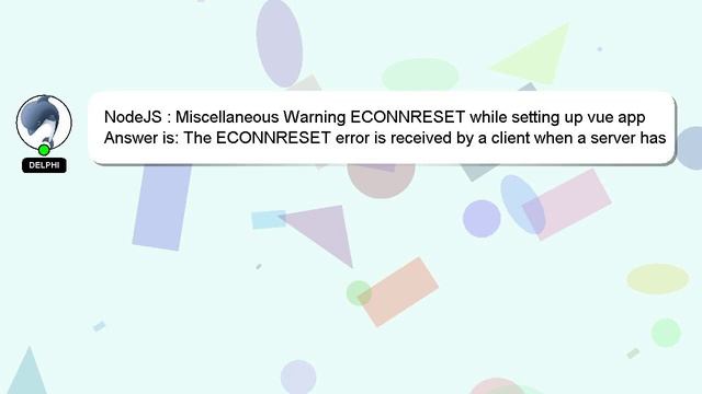 NodeJS : Miscellaneous Warning ECONNRESET while setting up vue app смотреть онлайн