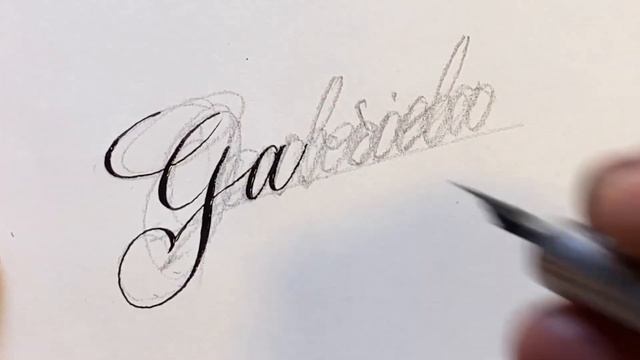 With a Japanese sharp pen, ZEBRA G, I write the name Gabriel in calligraphy handwriting. смотреть онлайн