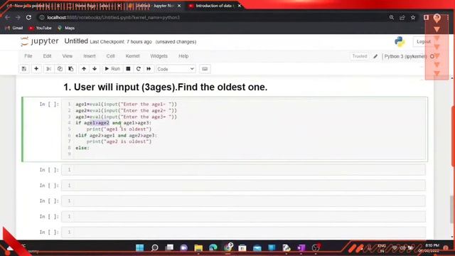 1. User will input 3-ages and find oldest one. || python Tutorials || @Marathi Coder смотреть онлайн