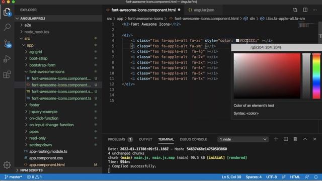 Changing the Font Awesome icon's color in Angular смотреть онлайн