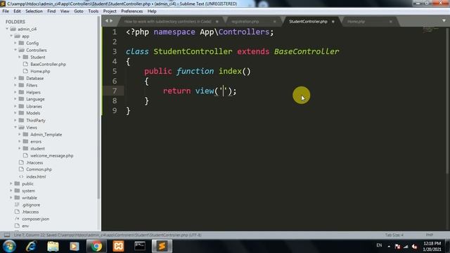 How to work with subdirectory controllers in CodeIgniter 4 || Controllers under subfolder in ci4 смотреть онлайн