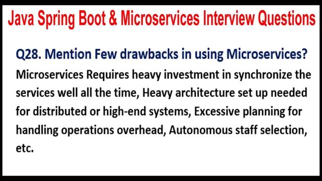 Java Spring Boot & Microservices Interview | Q28. Mention Few drawbacks in using Microservices? смотреть онлайн