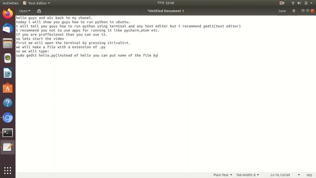 How to run python in ubuntu easily using gedit and terminal смотреть онлайн
