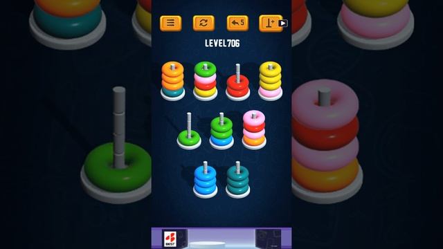 Hoop Sort Puzzle - Color Ring Stack Sorting Game Level 706 Solution смотреть онлайн