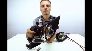 Линзованные противотуманные фары с ДХО для Mitsubishi ASX 2010-13. Противотуманки Мицубиси АСХ.