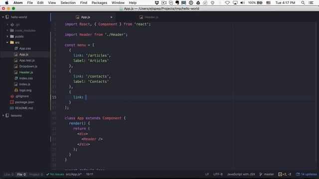 React - #3 - пробрасываем данные из парент компонента в чайлд с помощью props смотреть онлайн