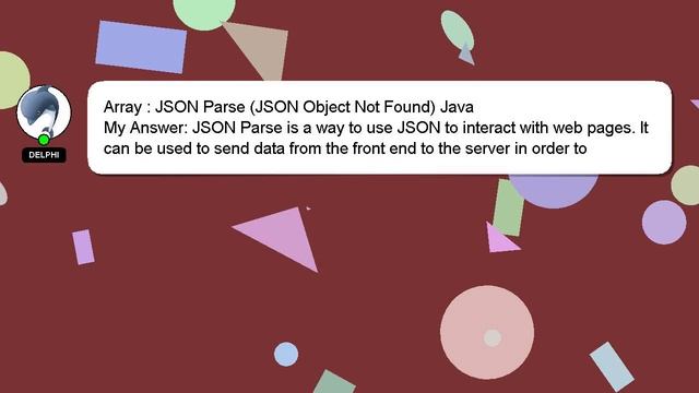 Array : JSON Parse (JSON Object Not Found) Java смотреть онлайн