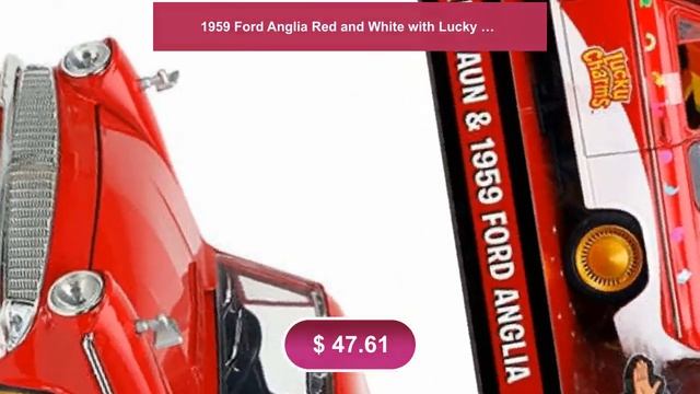 1959 Ford Anglia Red and White with Lucky the Leprechaun Diecast Figurine "Lucky Charms" 1/24 Die.. смотреть онлайн