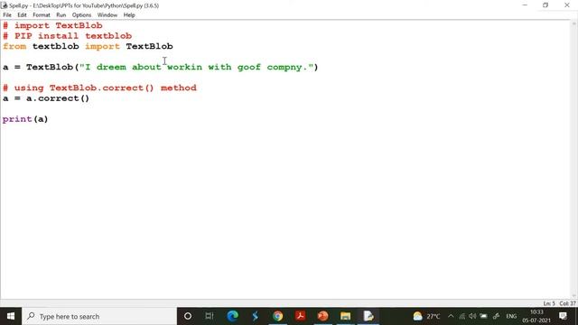 Spell-check with Python - TextBlob смотреть онлайн