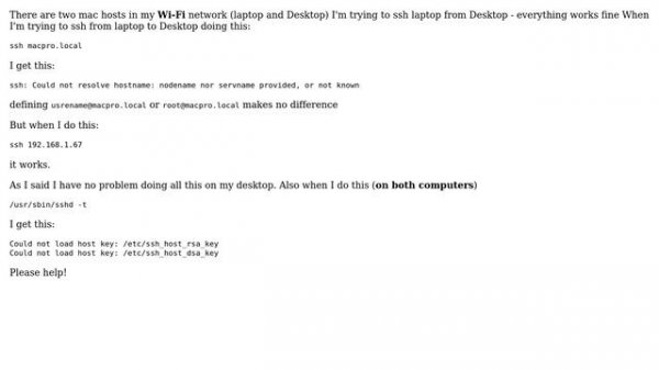 Unix & Linux: OSX: ssh: Could not resolve hostname: nodename nor servname provided, or not known