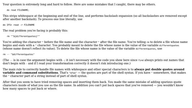 Unix & Linux: How do I delete files with spaces in them in bash script? (4 Solutions!!) смотреть онлайн
