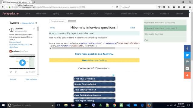 How to prevent SQL Injection in hibernate?
| javapedia.net смотреть онлайн
