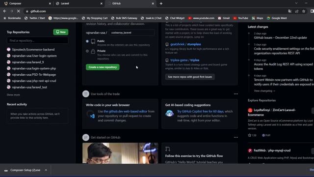 How to Install Laravel using cmd and push code on Github смотреть онлайн