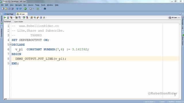 PL/SQL tutorial 5: PL/SQL Constants in Oracle Database By Manish Sharma RebellionRider.com смотреть онлайн