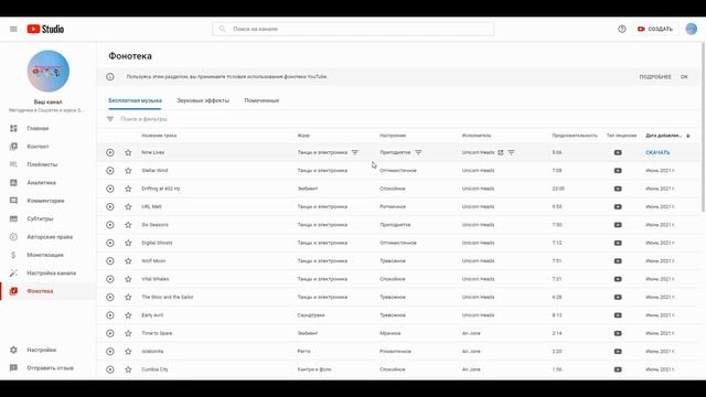 Бесплатная YouTube фонотека - Большой выбор музыки без авторских прав смотреть онлайн