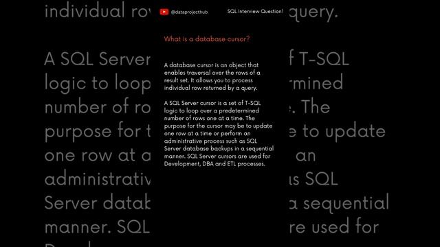 What is Cursor? | How to write a cursor in SQL Server? | @dataprojecthub смотреть онлайн