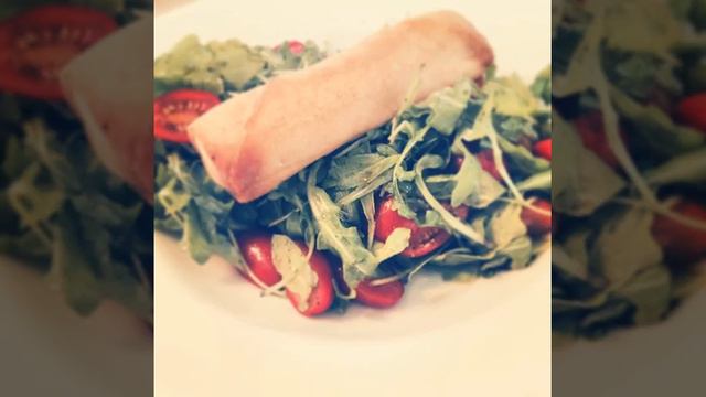 Great Coffee Latte With Caesar Salad #teatime #hightea #salad