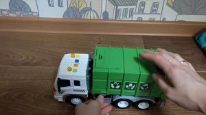 Мусоровоз игрушечный Полесье Сити коммунальный / 86389 (инерционный, зеленый) Видеообзор для отзыва
