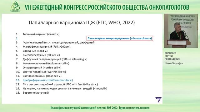 Классификация опухолей щитовидной железы ВОЗ 2022 Трудности интерпретации смотреть онлайн