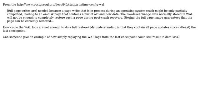 Databases: Postgresql: How do full_page_writes help prevent data loss? смотреть онлайн