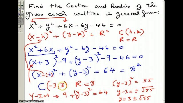 Find the center and the radius of a circle given in general смотреть онлайн