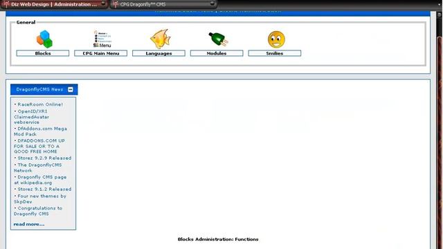 DragonflyCMS Blocks Administration Tutorial смотреть онлайн