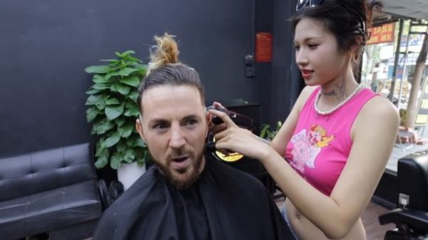 Vietnam Barber Princess Takes It ALL OFF! (Hair Makeover)