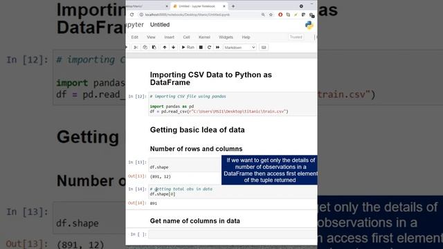 2. Python - Pandas Find number of rows, columns and name of columns #python #pandas #shape #columns смотреть онлайн
