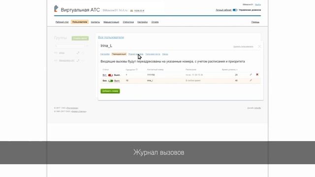 Личный кабинет услуги ВАТС (Настройка переадресации) смотреть онлайн
