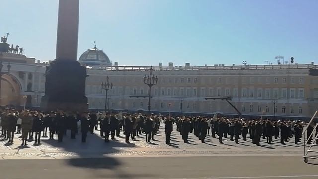 Репетиция Парада Победы 2019 в г.Санкт Петербург на Дворцовой площади выступление военного оркестра смотреть онлайн