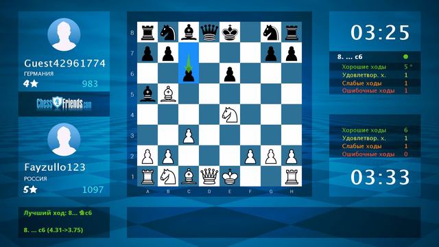 Chess Game Analysis: Fayzullo123 - Guest42961774 : 1-0 (By ChessFriends.com) смотреть онлайн